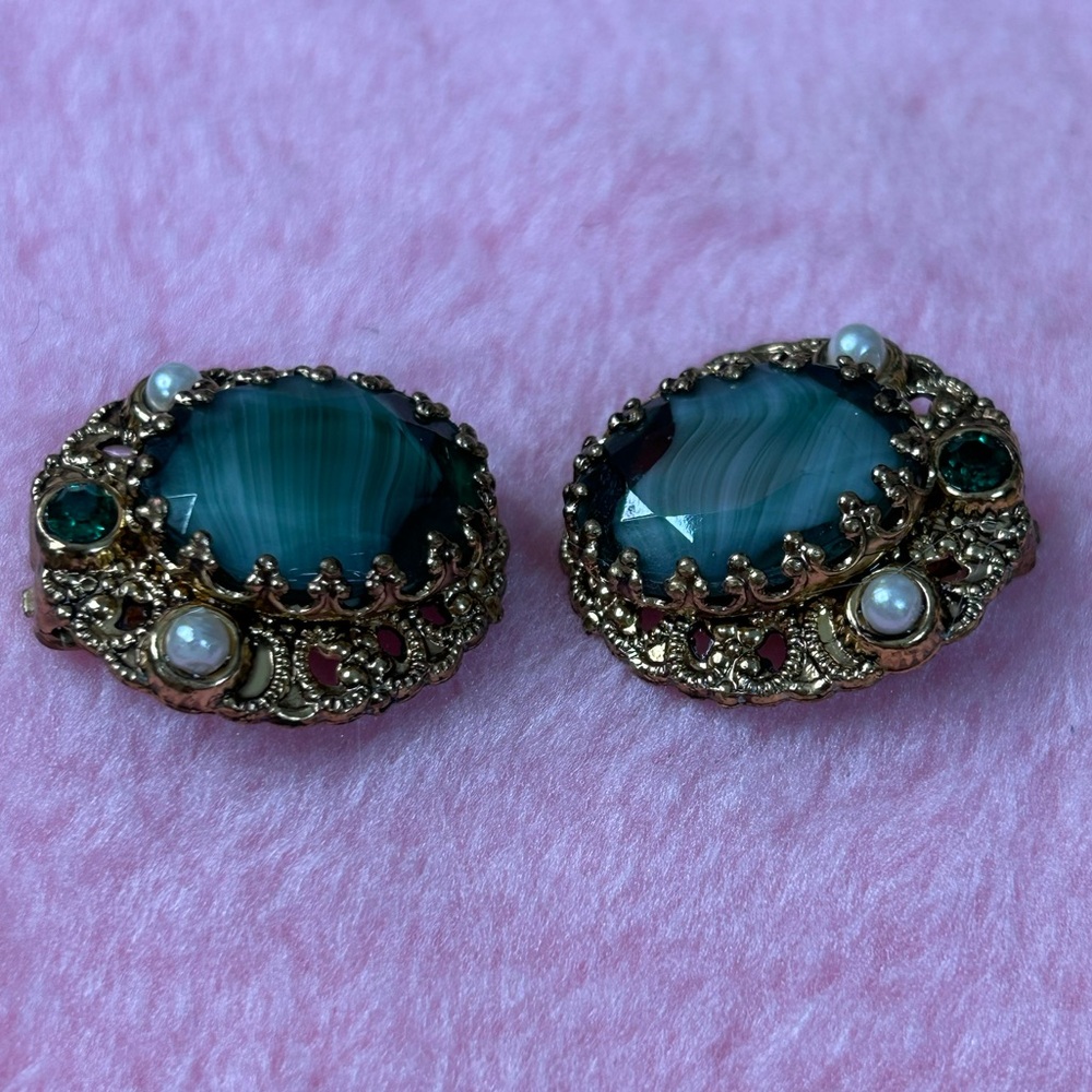 West Germany 1950-60’s Vintage Gold Clip On Filigree Earrings - Picture 3 of 9